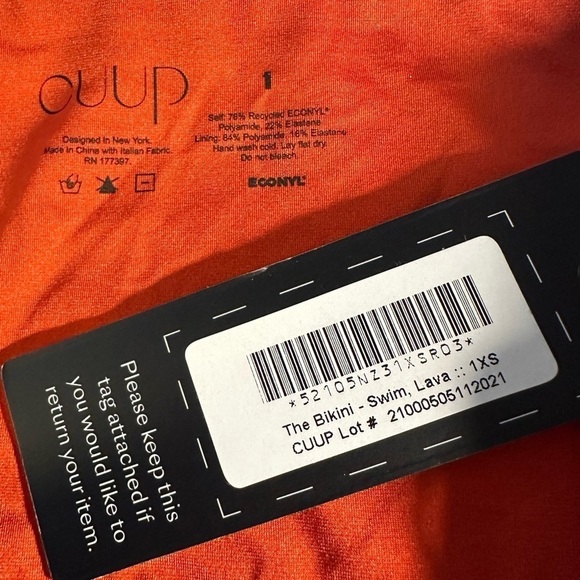 NWT CUUP Swim The Bikini Bottom Sz 1/ XS Lava - Picture 6 of 7